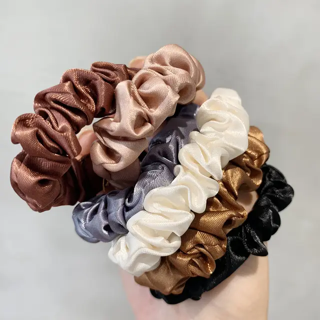 Ins Elegant French Satin Hair Tie Simple Basic Imitation Silk Hair Rope 6Packs - Shop at LoveMi