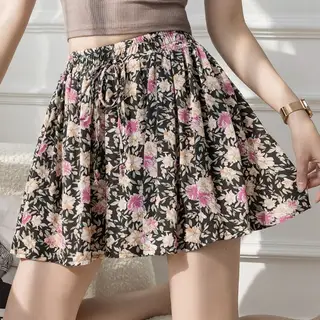 New Floral Hakama High Waist Loose Wide Leg Pants - Colorful