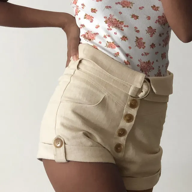 Summer New Fashion Slim Bag Hip Belt Button Shorts Khaki - Shop at LoveMi
