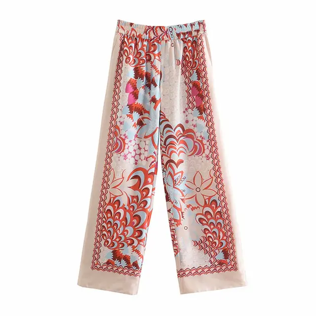 European And American Print Loose Shirt Patchwork Red - Shop at LoveMi