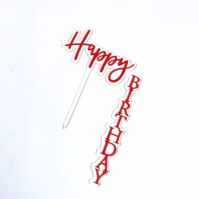 Original Net Red Acrylic Birthday Cake Insert Brand Supply Right Angle Happy Birthday Cake Decoration 10 Color - Shop at LoveMi