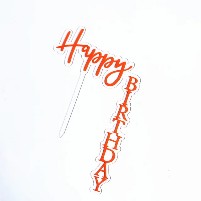 Original Net Red Acrylic Birthday Cake Insert Brand Supply Right Angle Happy Birthday Cake Decoration 12 Color - Shop at LoveMi
