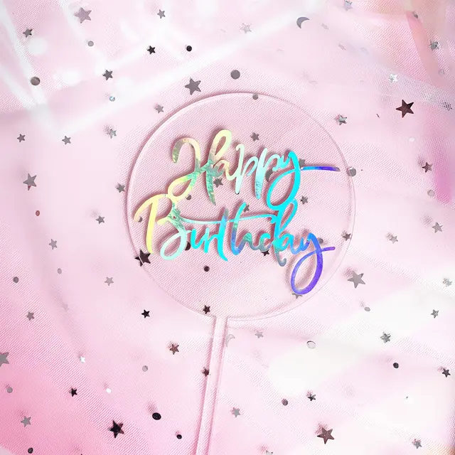 Original Net Red Acrylic Birthday Cake Insert Brand Supply Right Angle Happy Birthday Cake Decoration 14Color - Shop at LoveMi