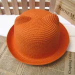 Cute Cat Ears Straw Hat Sunhat - Orange