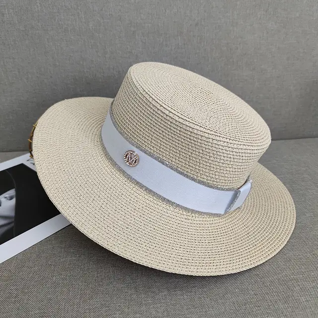 Sunscreen Sunshade Top Hat Temperament Ladies Leisure Beach Straw Hat Beige - Shop at LoveMi