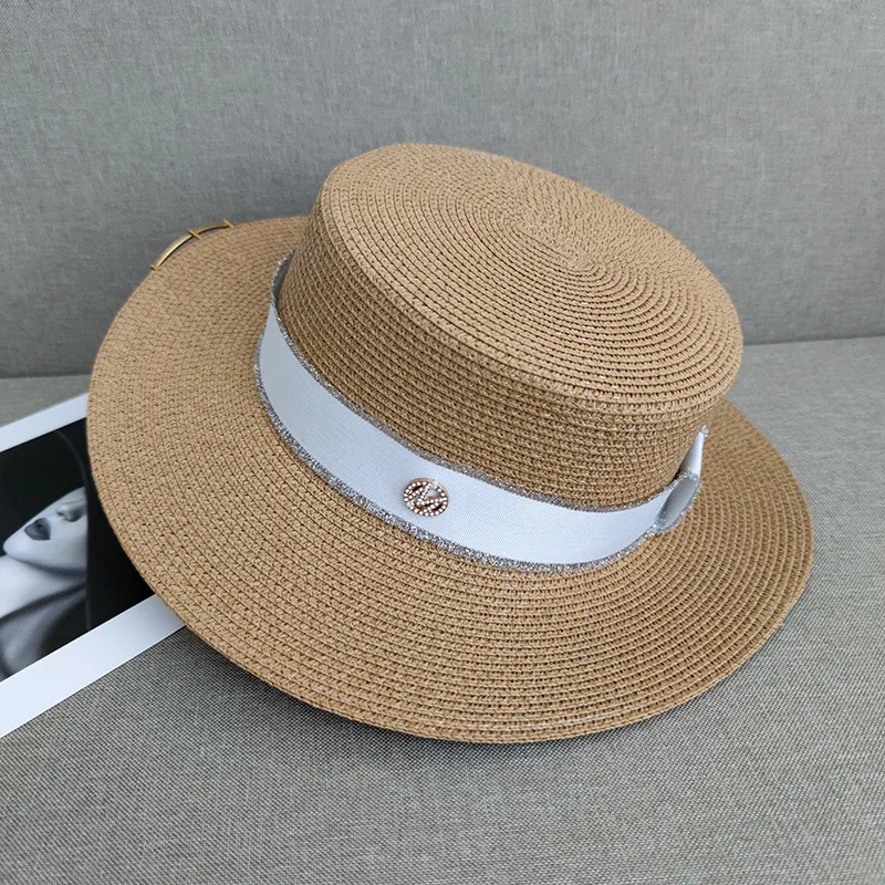 Sunscreen Sunshade Top Hat Temperament Ladies Leisure Beach Straw Hat Khaki - Shop at LoveMi