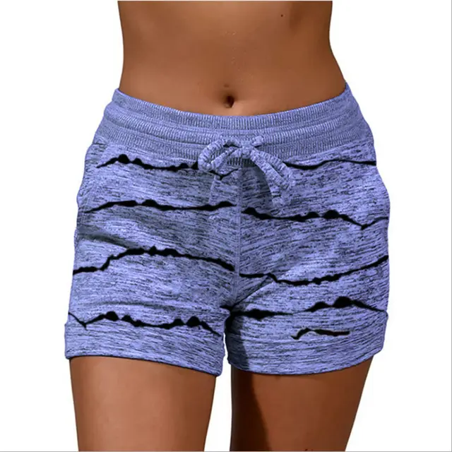 Casual Sports Waist Elastic Women's Shorts Blue - Shop at LoveMi