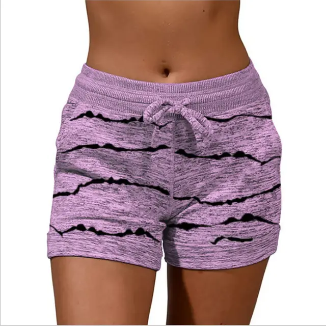 Casual Sports Waist Elastic Women's Shorts Purple - Shop at LoveMi