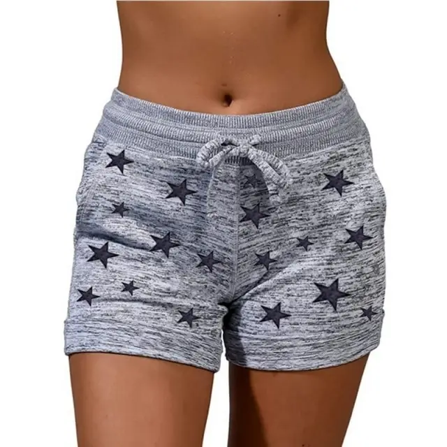 Casual Sports Waist Elastic Women's Shorts Star Light Gray - Shop at LoveMi
