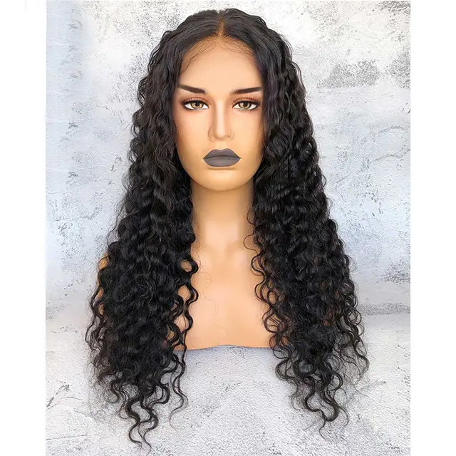 Wig Ladies Mid length Curly Hair Hand wrapped Small Curls Button Mesh Black - Shop at LoveMi