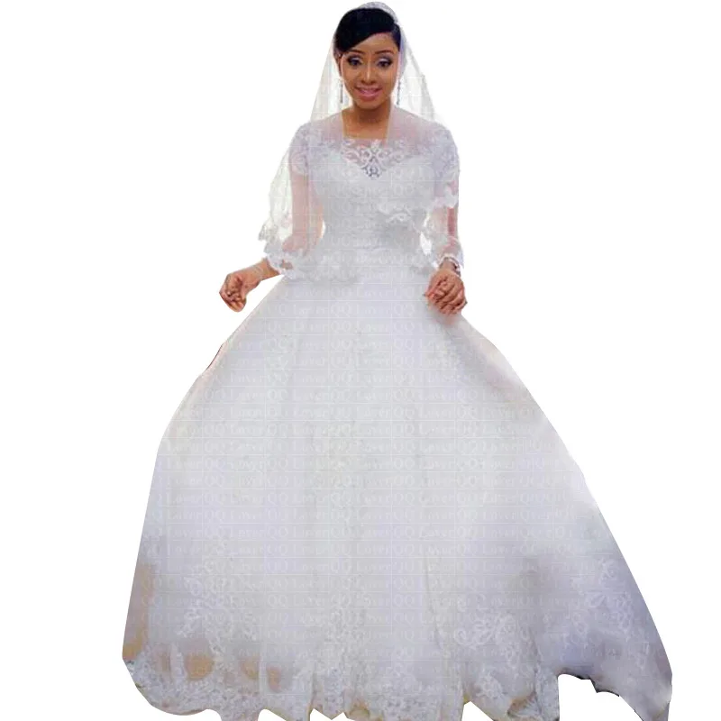 Trailing Wedding Dress White Lace Plus Size Short-sleeved Dress - White