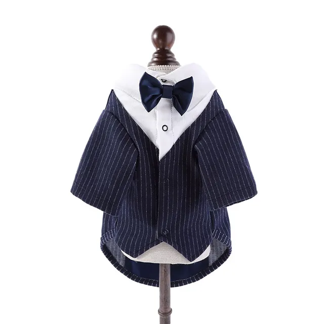 Dog Suit Dress Dog Gentleman Suit Pet Teddy Wedding Cat Clothes Navy Blue - Shop at LoveMi