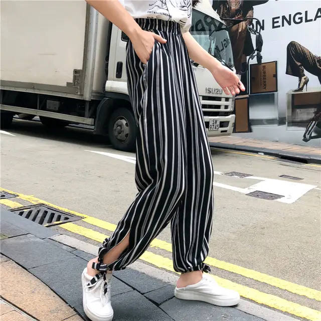 Ice Silk Bloomers Women Summer Thin Loose Chiffon Wide Leg Pants Black - Shop at LoveMi
