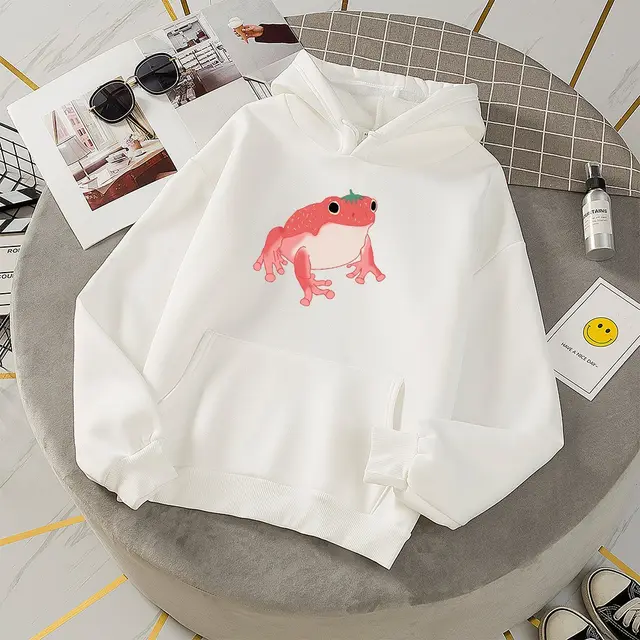 Kawaii Cute Animal Frog Sweatshirt Sports Hooded Sweatshirt White - Shop at LoveMi