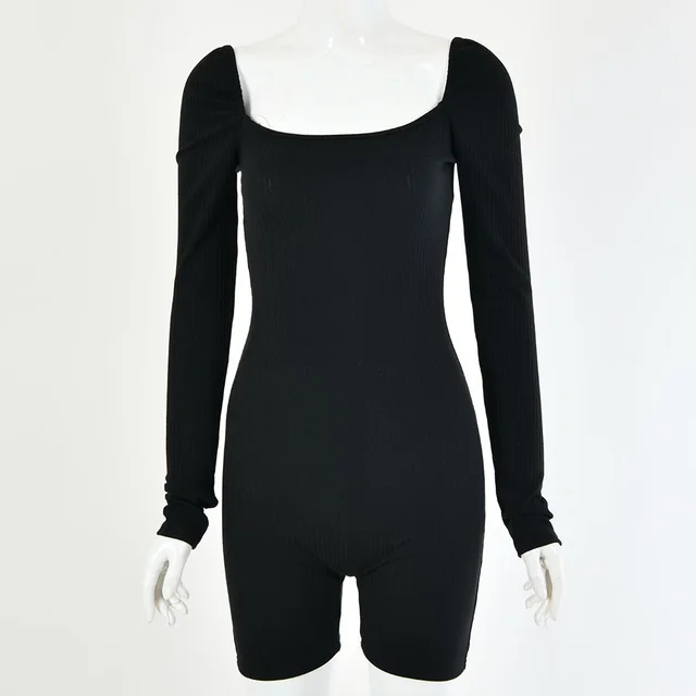 Work Collar Long Sleeved Jumpsuit Pure Cotton Black - Shop at LoveMi