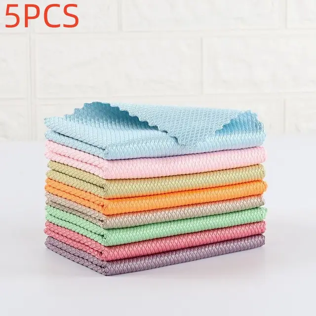 Fish Scale Rag Seamless Glass Cleaning Kitchen Absorbent Towel - Shop at LoveMi
