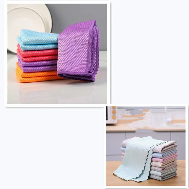 Fish Scale Rag Seamless Glass Cleaning Kitchen Absorbent Towel - Shop at LoveMi