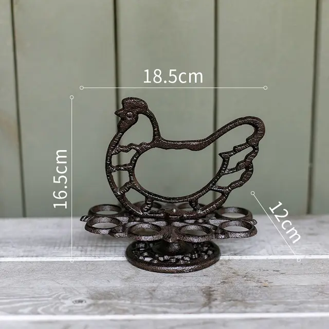 Retro Cast Iron Egg Rack American Country Nostalgic Rooster Ornaments Kitchen Cake Room Decoration Egg Tray Storage Rack Hen - Shop at LoveMi