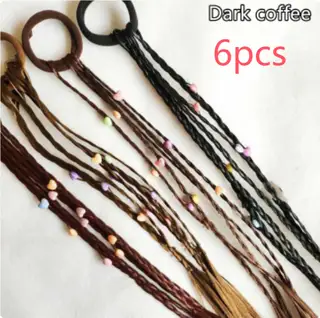 Festive Performance Colorful Bead Twist Braid - Dark Coffee 6Pcs