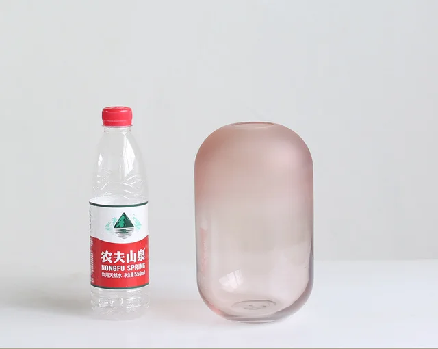 American creative Nordic minimalist glass vase frosted flower arrangement water dried flower flower living room dining table decoration Pink B - Shop at LoveMi