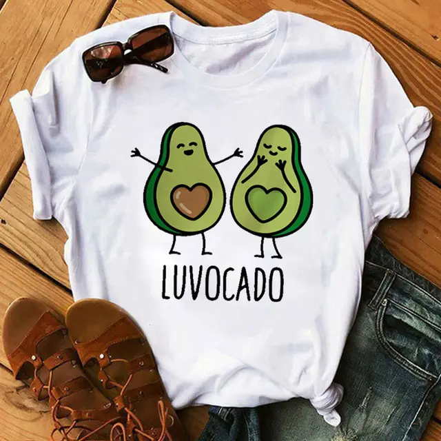 Ladies' New Avocado Print T Shirt Bottoming Shirt 1 Color - Shop at LoveMi