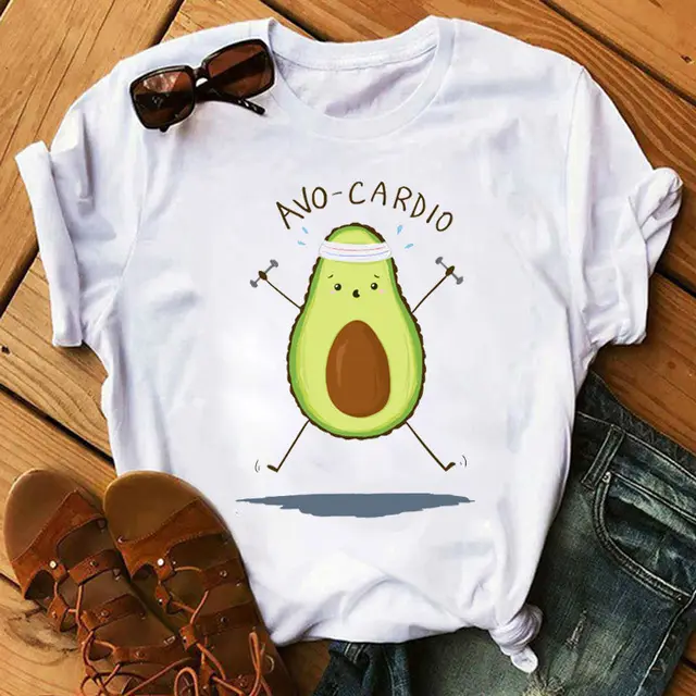 Ladies' New Avocado Print T Shirt Bottoming Shirt 2 Color - Shop at LoveMi