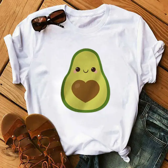 Ladies' New Avocado Print T Shirt Bottoming Shirt - Shop at LoveMi
