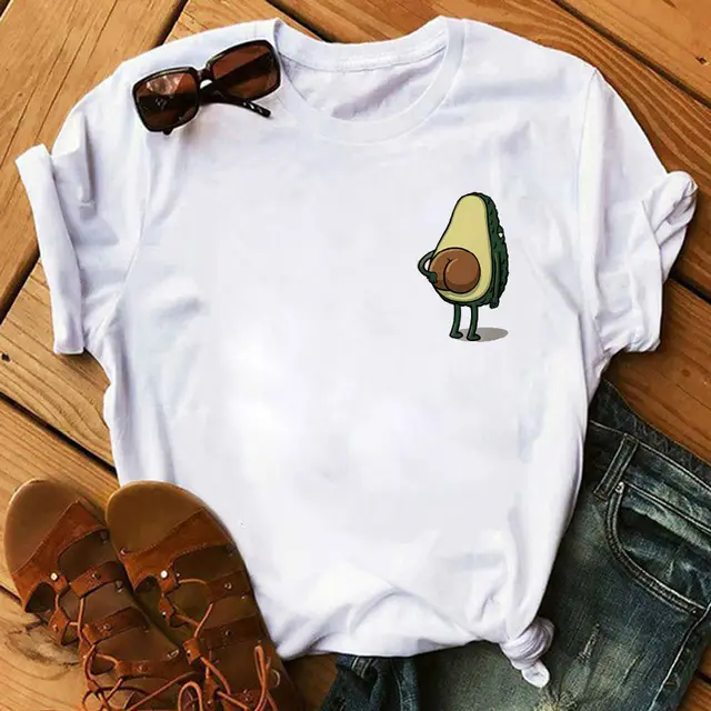 Ladies' New Avocado Print T Shirt Bottoming Shirt I - Shop at LoveMi