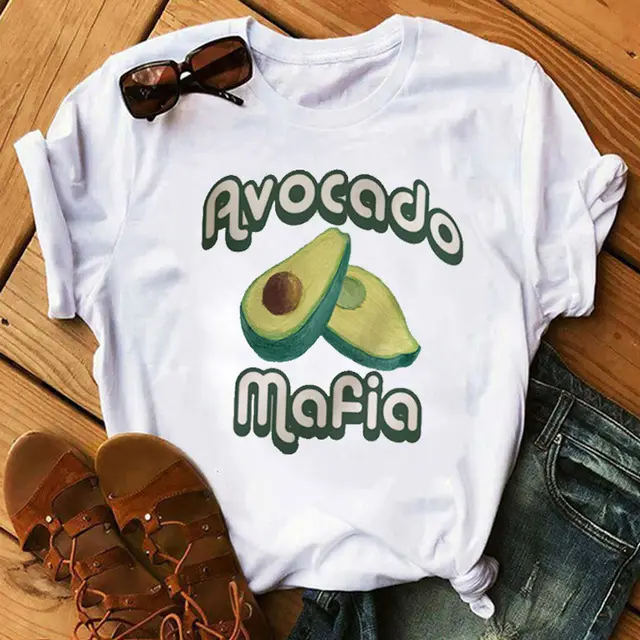 Ladies' New Avocado Print T Shirt Bottoming Shirt - Shop at LoveMi