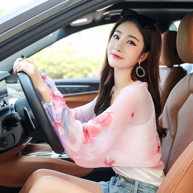 Women'S Long Sleeved Sunscreen Shawl All Match Uv Protection Silk Scarf 9Style - Shop at LoveMi