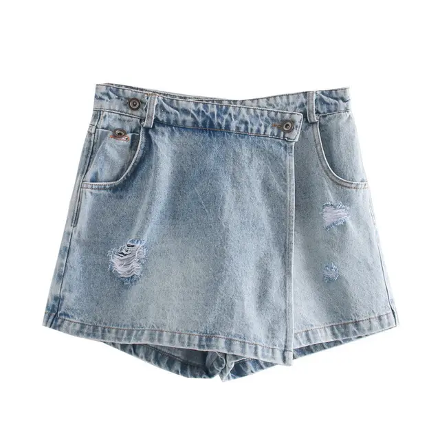 High Waist Jeans Culottes All Match Slim Fit Blue - Shop at LoveMi