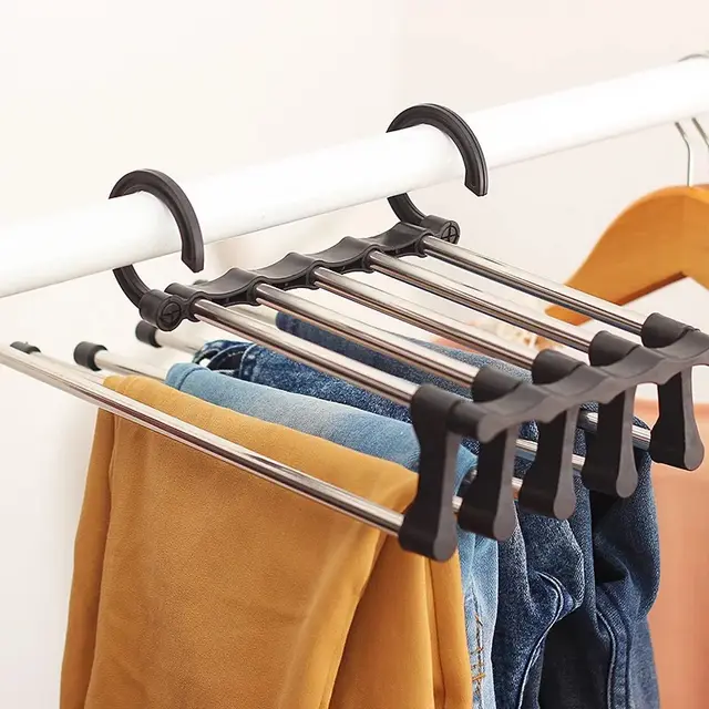 Telescopic Folding Multifunctional Pants Rack Pants Hanger Household Black - Shop at LoveMi