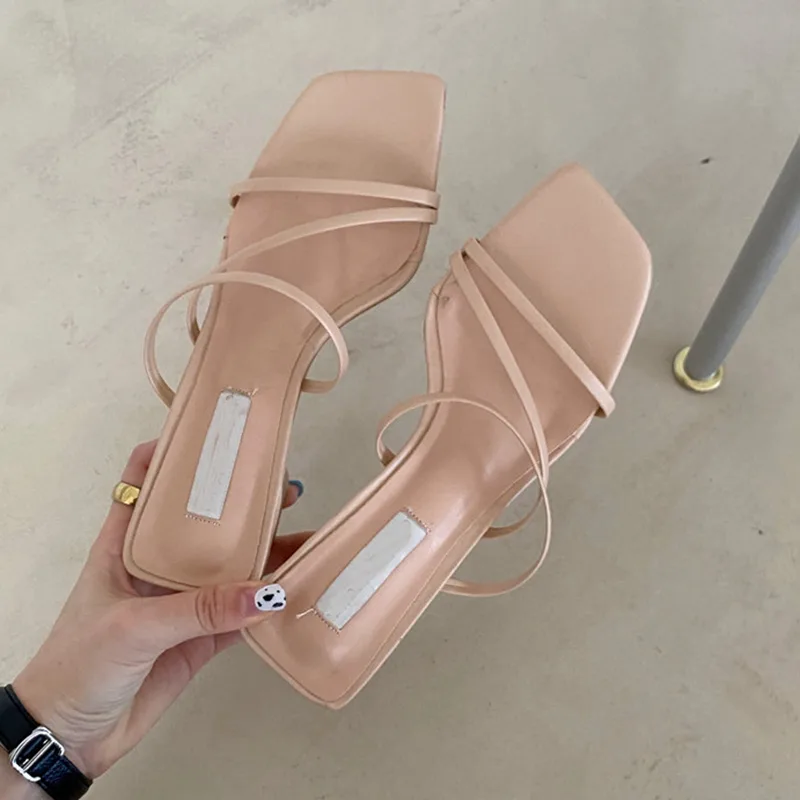 Spring And Summer Korean Women'S Shoes Thin Strap Combination Stone Pattern Thick Heel High Heel Toe Sandals 5 Style 37 - Shop at LoveMi