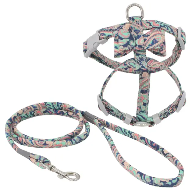 Japanese Style Printed Cat Traction Rope Anti Break Away Cat Rope Comfortable Pet Chest Harness Set No. 6Color - Shop at LoveMi