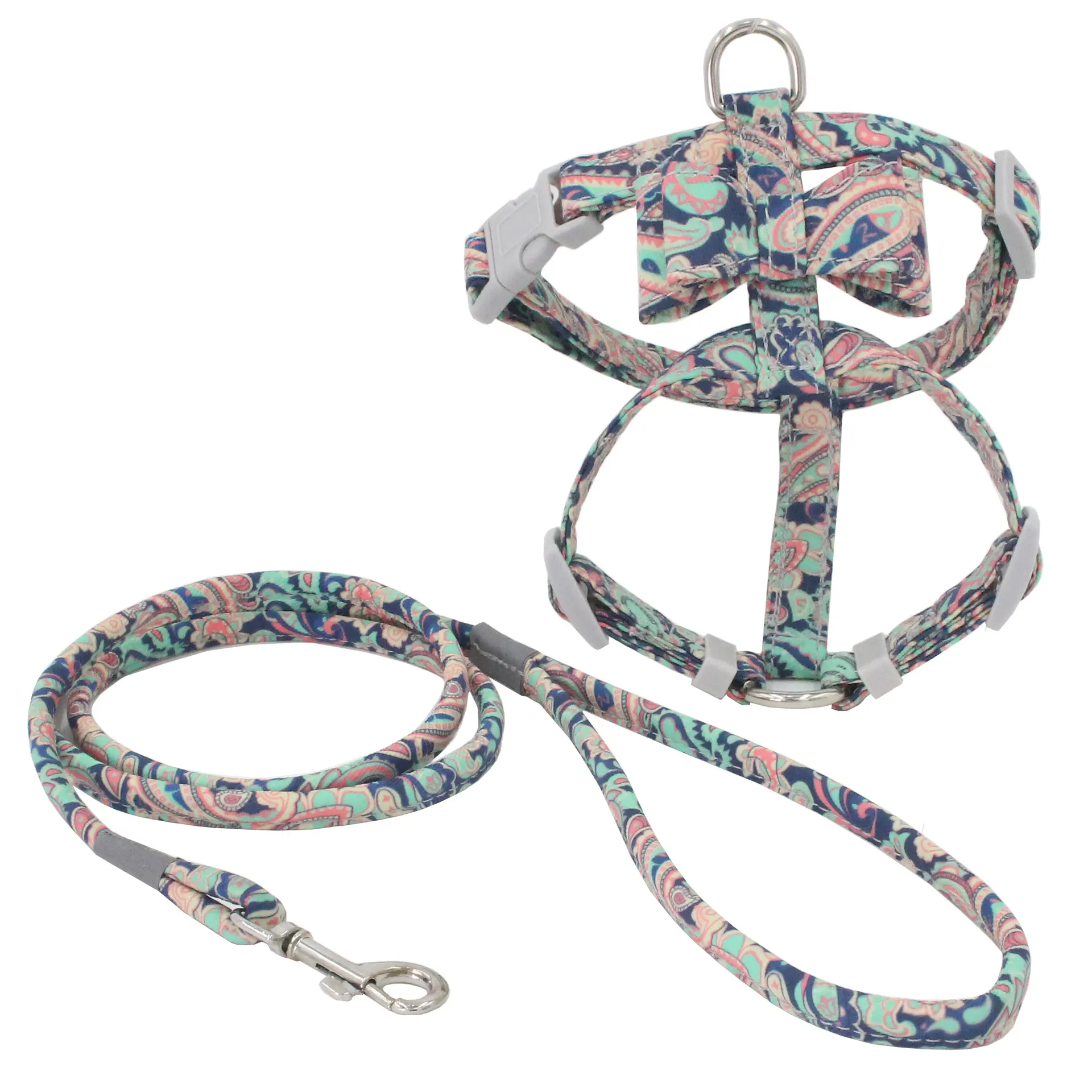 Japanese Style Printed Cat Traction Rope Anti-Break Away Cat Rope Comfortable Pet Chest Harness Set - No. 6Color - View 1