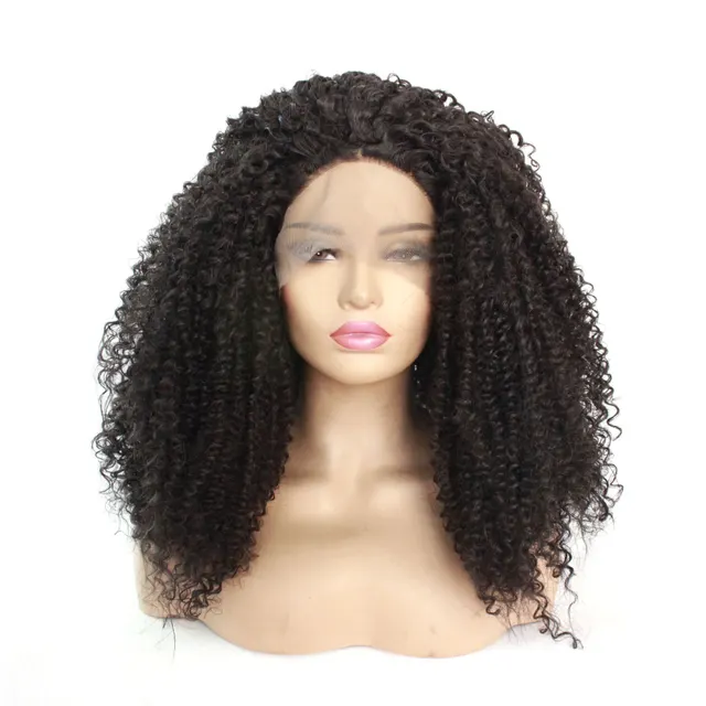 Dark Brown African Fashion Small Curly Wig, Chemical Fiber Half Hand Crochet Front Lace Headgear Dark Brown - Shop at LoveMi
