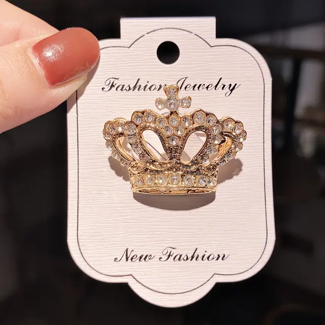 Pearl Tassel Crown Brooch Elegant Temperament Retro Pin Sweater Accessories Cross Gold - Shop at LoveMi