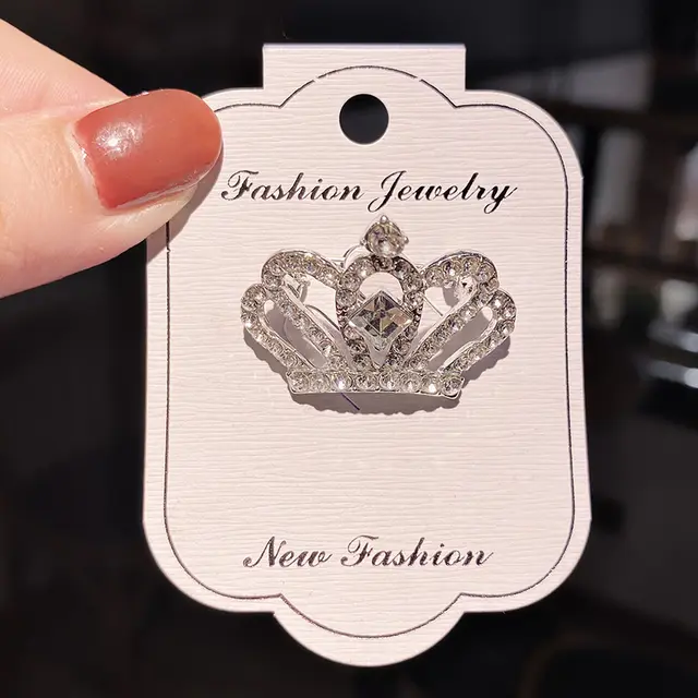 Pearl Tassel Crown Brooch Elegant Temperament Retro Pin Sweater Accessories Square Diamond Crown Silver - Shop at LoveMi