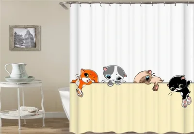 Waterproof And Mildew Proof Polyester Bathroom Curtain Animal Cat Series Animal - Shop at LoveMi