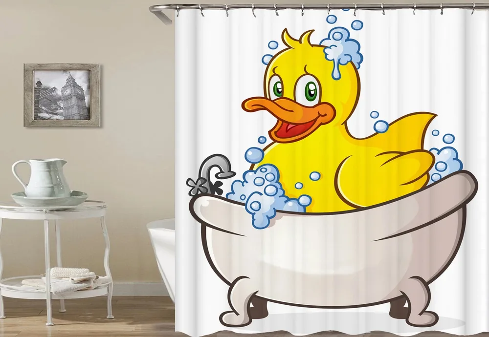 Waterproof And Mildew Proof Polyester Bathroom Curtain Animal Cat Series - Duck
