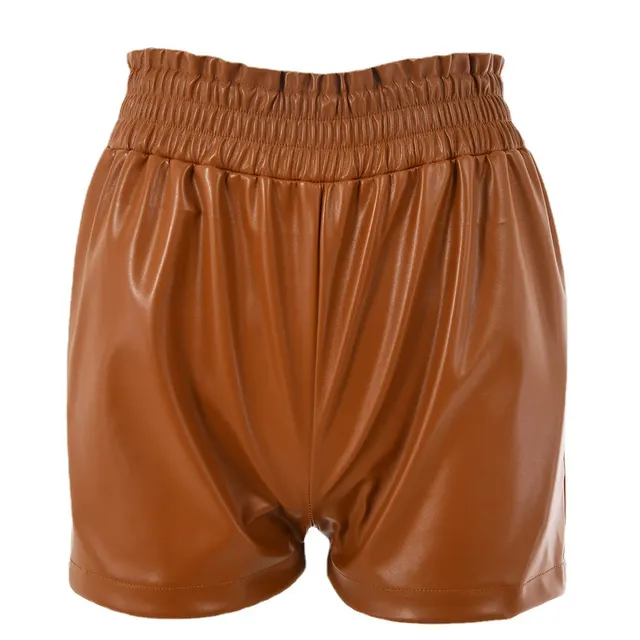 Casual Slimming Solid Color High Waist Elastic Trend Shorts Women'S A Line Leggings Brown - Shop at LoveMi