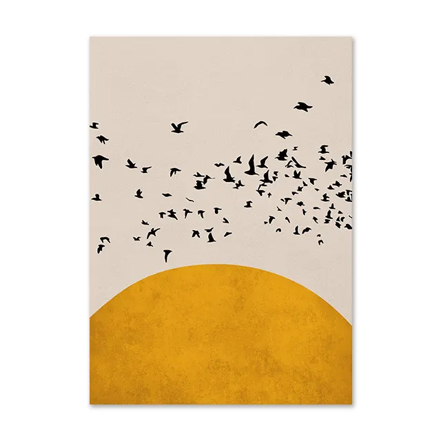 Yellow Tree Bird Modern Sofa Background Wall Decoration 2Style - Shop at LoveMi