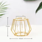 Nordic Minimalist Wrought Iron Geometric Glass Test Tube Hydroponic Vase Home Desktop Decoration - Geometric Rhombus Gold