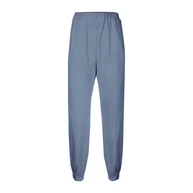 Trendy Basic Earth Color Casual Sweatpants And Drawstring Pants Blue - Shop at LoveMi
