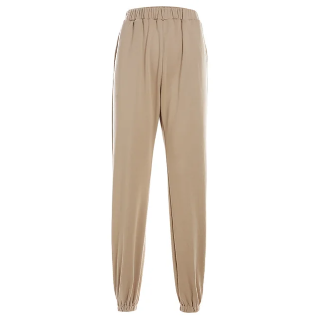 Trendy Basic Earth Color Casual Sweatpants And Drawstring Pants Khaki - Shop at LoveMi