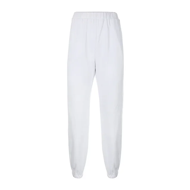 Trendy Basic Earth Color Casual Sweatpants And Drawstring Pants White - Shop at LoveMi