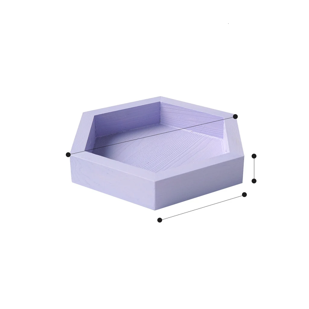 Wind Storage Tray Macaron Colour Hexagonal Tray Entrance Key Tray - Purple