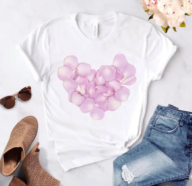 Valentine'S Day T Shirt Short Sleeve Flowers Love Ms. Lovers Suit Girlfriends Plus Size Loose Short Sleeve - Shop at LoveMi