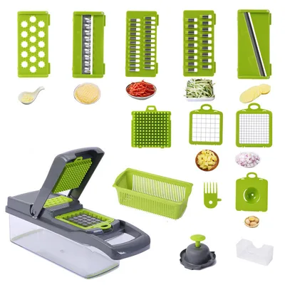 Multi function Manual Cutting Of Vegetable And Meat Slices, Vegetable Cutter, Grater, Kitchen Tool 13In1 - Shop at LoveMi