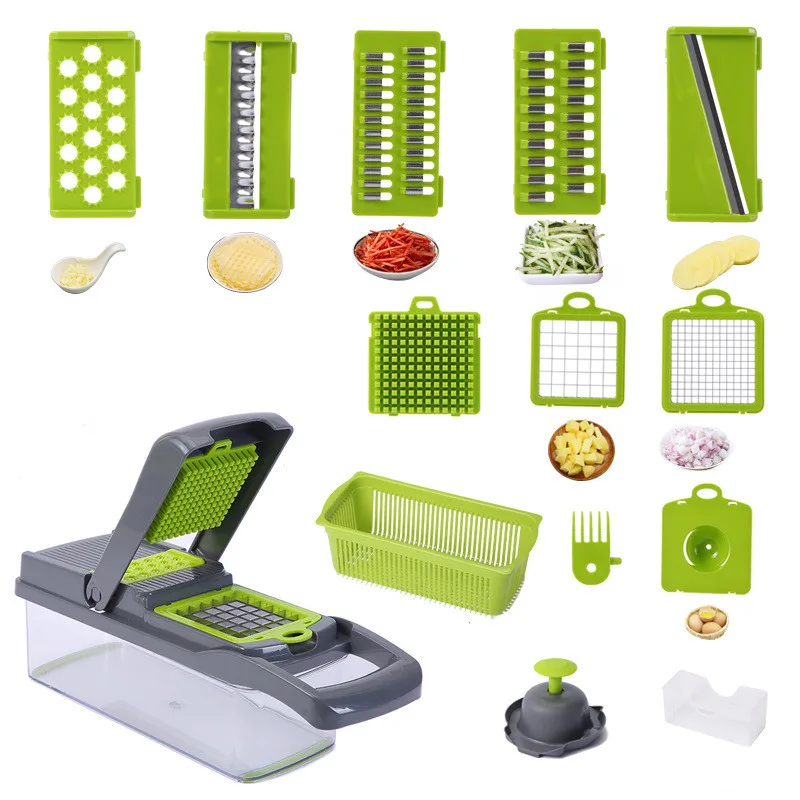 Multi-function Manual Cutting Of Vegetable And Meat Slices, Vegetable Cutter, Grater, Kitchen Tool - 13In1
